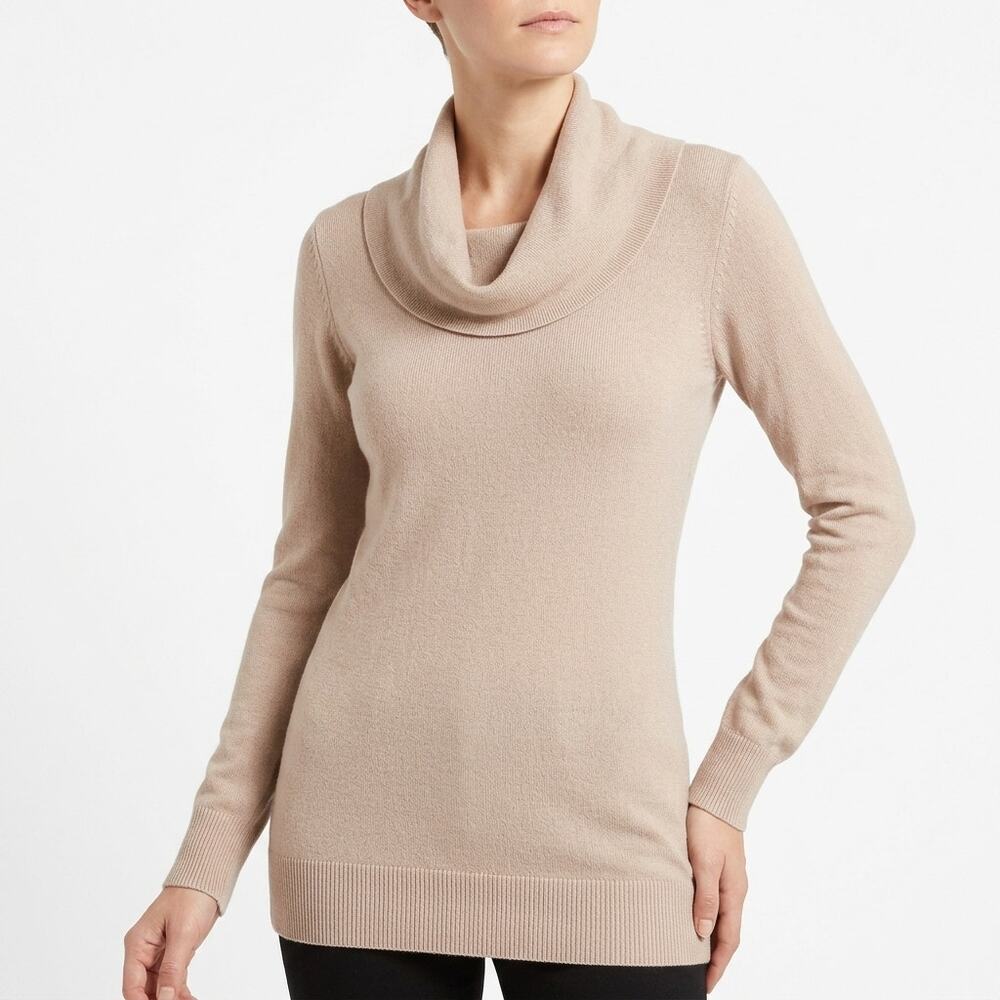 French Connection Beige Tunic Sweater Cowl Neck Women Size M